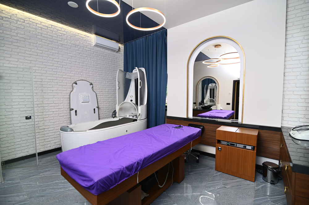 The Interior Of A Massage Room With A Spa Capsule for Hydrotherapy Services